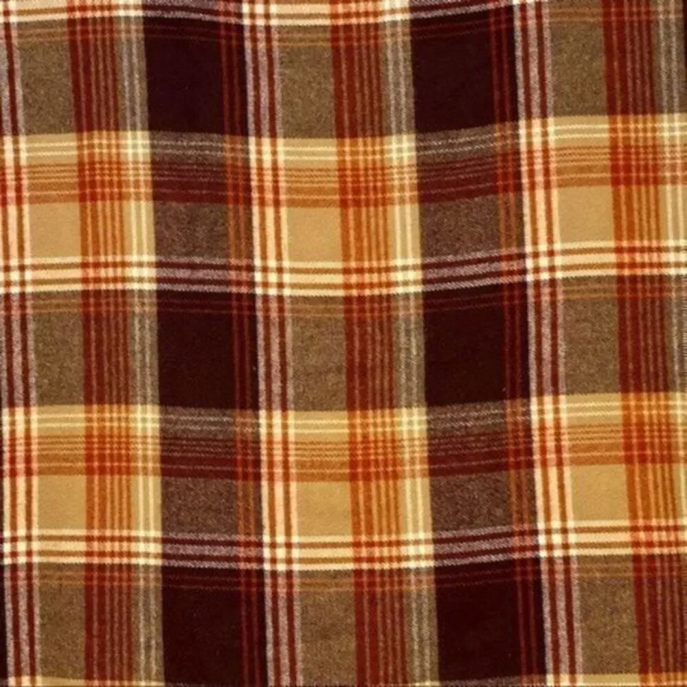 Vintage Faribault‎ Plaid Throw Blanket Brown Orange Fringe Cabin Decor